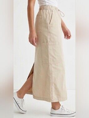 BDG Urban Outfitters Women's 100% Cotton Maxi Cargo Skirt Cream Small